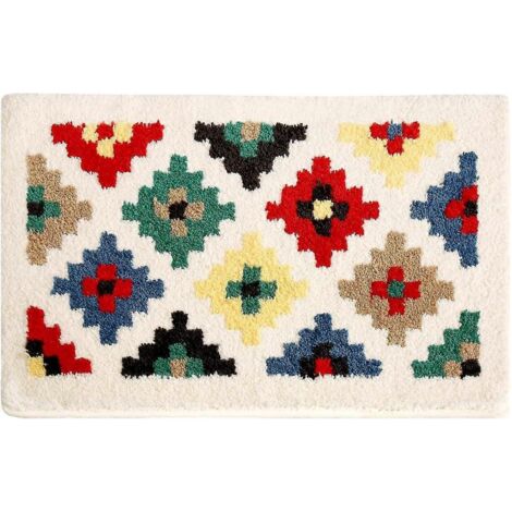 Tapis de bain antidérapant noir et blanc en microfibre douce et moelleuse, absorbant et lavable, pour baignoire et douche, 40 x 60 cm, Qcfg