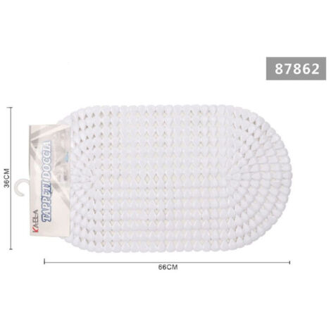 Tapis De Bain Antidérapant Ovale Diamant Blanc Pour Baignoire Et Douche 36 X 66 Cm 87862
