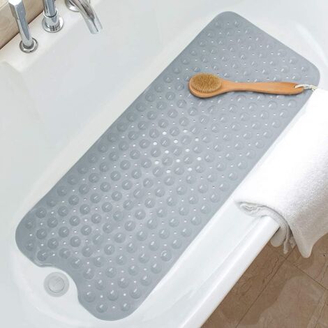 Tapis de bain antidérapant, peau sensible, 100x40 cm, fixe. Tapis de bain antidérapant sans BPA (gris)