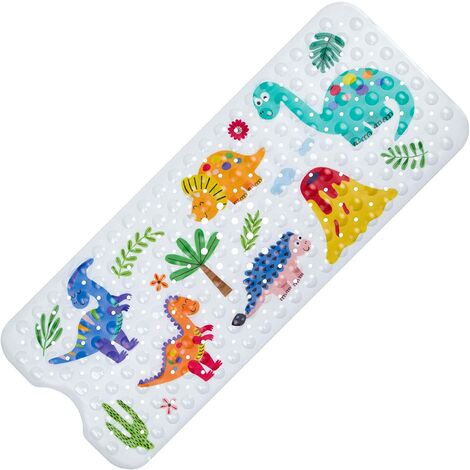 Tapis de Bain Antidérapant pour Enfants, Tapis de Bain pour Bébé, Baignoire Tapis de Bain pour Enfants, Tapis pour Enfants avec Ventouses pour Baignoire de Salle de Bains, Motif Dinosaure