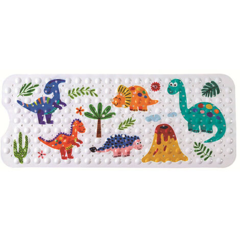 Tapis de Bain Antidérapant pour Enfants, Tapis de Bain pour Bébé, Baignoire Tapis de Bain pour Enfants, Tapis pour Enfants avec Ventouses pour Baignoire de Salle de Bains, Motif Dinosaure