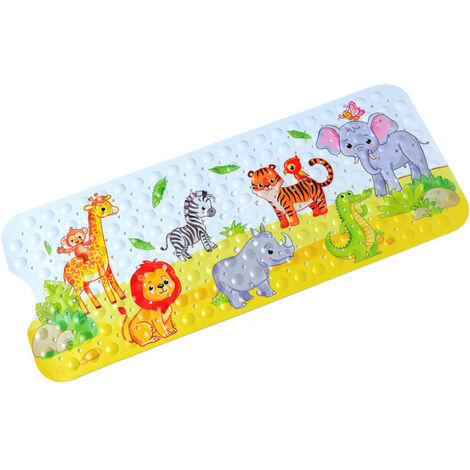 Tapis de Bain Antidérapant pour Enfants, Tapis de Bain pour Bébé, Baignoire Tapis de Bain pour Enfants, Tapis pour Enfants avec Ventouses pour Baignoire de Salle de Bains, Motif Zoo
