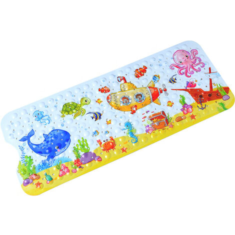 Tapis de Bain Antidérapant pour Enfants, Tapis de Bain pour Bébé, Baignoire Tapis de Bain pour Enfants, Tapis pour Enfants avec Ventouses pour Baignoire de Salle de Bains, Thème Nautique