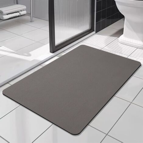 Tapis de Bain Antidérapant Super Absorbant Diatomite Tapis Salle de Bain Microfibre, Microfibre de Doux Séchage Rapide, pour Portes de Salle de Bains, Salon (Beige Foncé, 43x120cm)