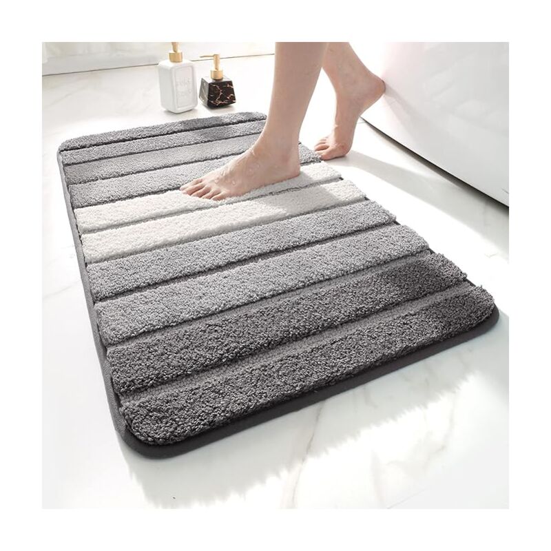 Tapis de bain antidérapant, super doux, lavable en machine, absorbant, 50 x 80 cm, (gris)