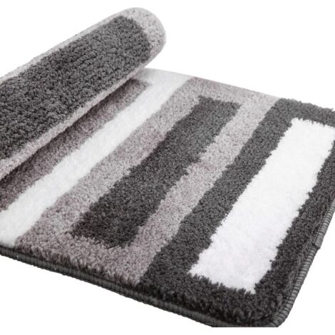 Tapis de bain antidérapant, tapis de cuisine, tapis de bain moelleux, tapis de douche en microfibre douce, lavable en machine - 40 x 60 cm, gris