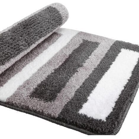 Tapis de Bain Antidérapant Tapis de Cuisine Tapis Salle de Bain Moelleux Tapis de Douche en Microfibre Douce, Séchage Rapide-50 x 80cm（Gris）