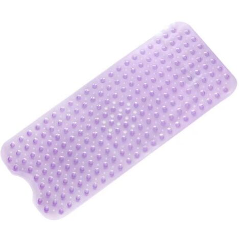 Tapis de bain antidérapant, tapis de douche antidérapant extra long, lavable en machine, 101 x 40 cm, violet transparent