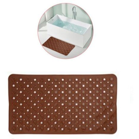 Tapis de bain antidérapant - Tapis de douche - Grand tapis de douche pour sol de douche - Avec ventouses sécurisées et trous de drainage (marron)