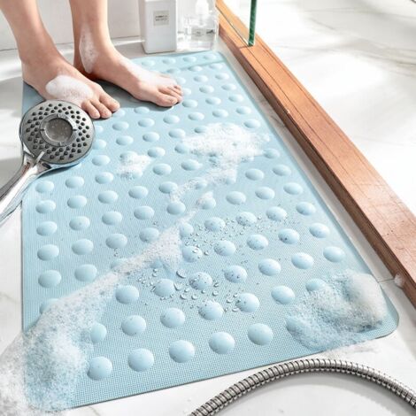 Tapis de bain antidérapant, tapis de douche, tapis de bain rectangulaire avec ventouse (Couleur : Bleu, Taille : 55 x 55 cm)