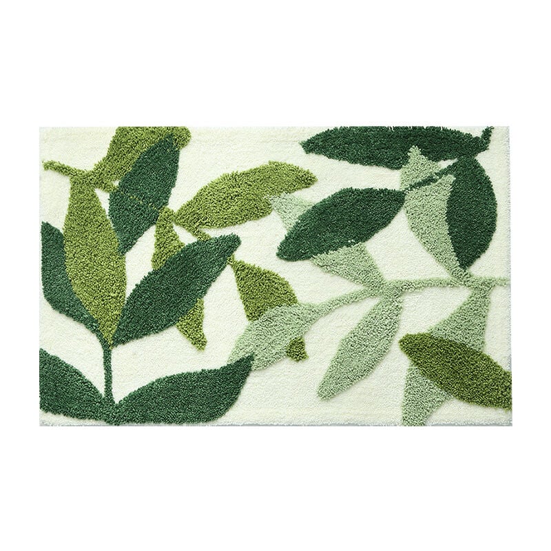 Tapis de bain antidérapant, tapis de salle de bain doux et absorbant, tapis de douche vert lavable en Machine en microfibre, tapis d'entrée(45x65cm)