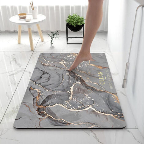 Tapis De Bain AntidéRapant, Tapis De Sol Absorbant 50 X 80 Cm Tapis De Douche Doux Et Confortable, Tapis De Bain Diatomite Pour La Baignoire, La Cuisine, Salon Et La Salle De Bain, fumée de chaux.