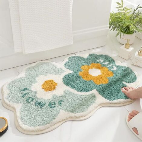 Tapis de Bain Antidérapant, Tapis Salle de Bain Moelleux en Microfibre, Tapis de Douche Absorbant Lavable en Machine pour Salle de Bain( 50x80cm)
