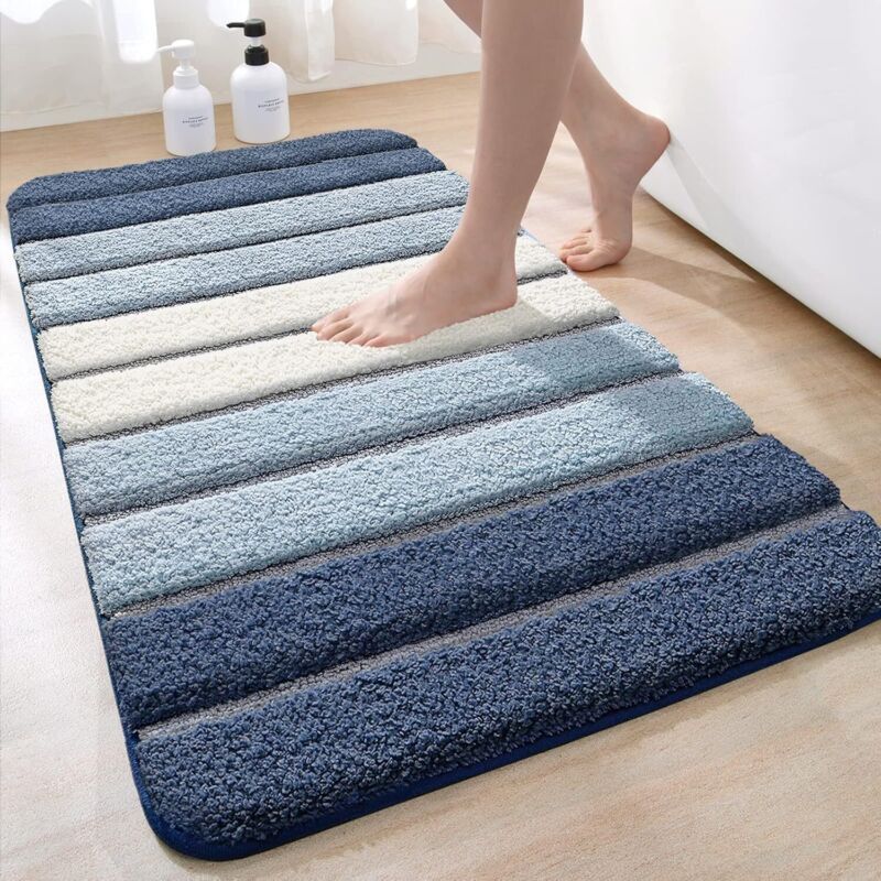 Gabrielle Tapis de Bain Antiderapant,Extra Doux Tapis Salle Bain,Lavable en Machine,Absorbant l'eau,50 x 80 cm,Bleu
