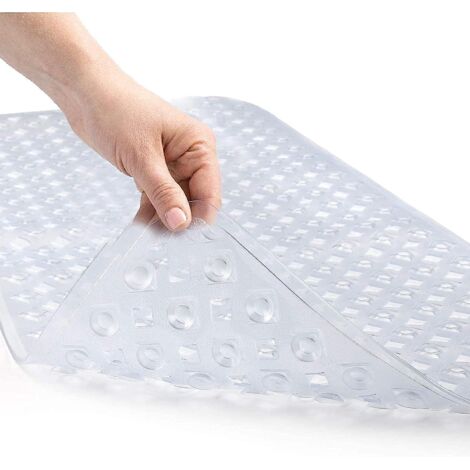 tapis De Bain Antidrapant Transparent (blanc, 88  40 Cm) - Tapis De Bain Antibactrien Et Anti-moisissure - Tapis En Caoutchouc Robuste Avec Vento