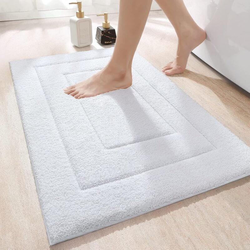 Tapis De Bain Antidérapant,Tapis Salle Bain Moelleux en Microfibre,Absorbant l'eau,Lavable en Machine,Extra Epais Tapis de Douche pour Salle de
