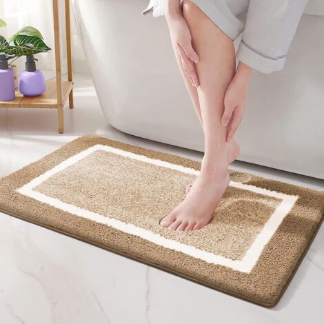 tapis De Bain Antidrapant,tapis Salle De Bain Moelleux En Microfibre,tapis De Douche Absorbant Lavable En Machine,40 X 60 Cm,brun