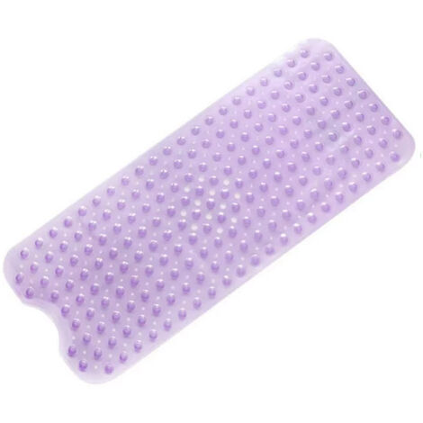 Tapis de bain avec ventouses, lavable en machine et trous de drainage (violet transparent)