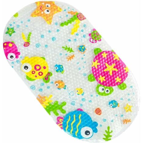 Tapis de Bain Baignoire - Cartoon Imprimé Tapis de Bébé Baignoire, Tapis Baignoire Antidérapant & Tapis de Douche Anti-Moisissures avec Ventouses Fortes pour Bebe Enfants