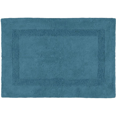 Tapis de bain bleu pétrole en coton 50 x 80 cm