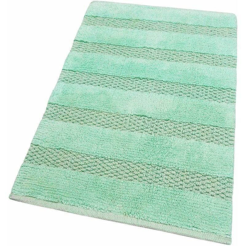 Tapis de Bain Chambre Pur Coton Lavable Doux Absorbant Antidérapant Vert - 60x120 Cm