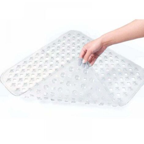 Tapis de Bain de Douche, 53x53cm Tapis de Baignoire Antidérapant, Tapis de Douches Antiderapant Carré à Ventouses, Anti Glisse Tapis, Lavable en Machine, Transparent