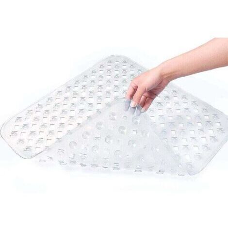 Tapis de Bain de Douche, 53x53cm Tapis de Baignoire Antidérapant, Tapis de Douches Antiderapant Carré à Ventouses, Anti Glisse Tapis, Lavable en Machine, Transparent