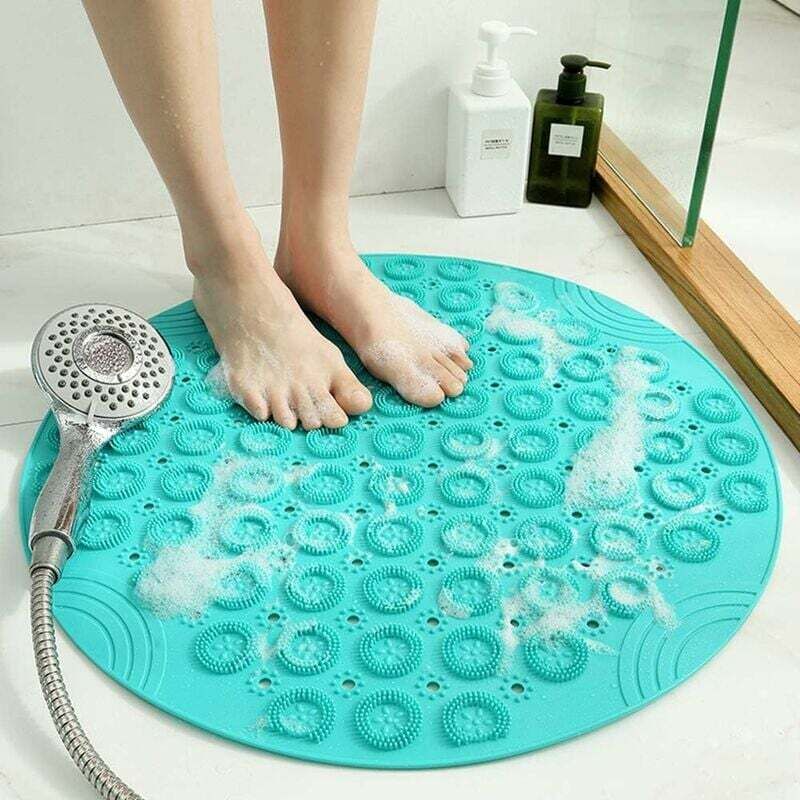 Tapis de bain de massage rond en pvc, tapis de douche antidérapant, tapis de bain antibactérien, lavable en machine, tapis de bain avec trous de