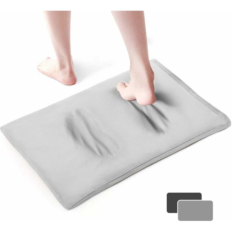 Tapis de Bain de Terre de Diatomées, Tapis de Bain Absorbant antidérapant, Tapis de Douche de Sol Souples à séchage Rapide , 50 x 35cm, Gris Fei Yu
