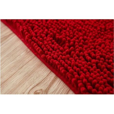 Tapis de bain demi-lune en chenille douce et absorbante, antidérapant, lavable en machine, 40 x 60 cm, rose et gris