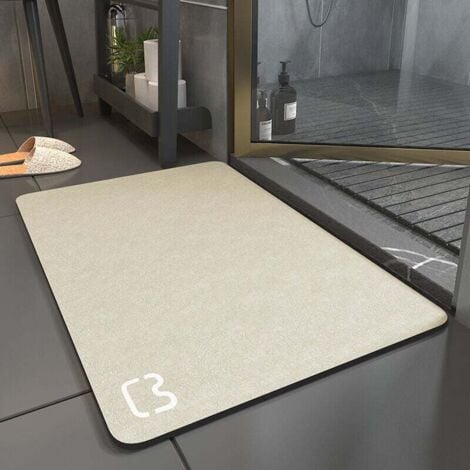 SHINING HOUSE Tapis De Bain Diatomit Absorbant Séchage Rapide Antidérapant Beige-60x90cm
