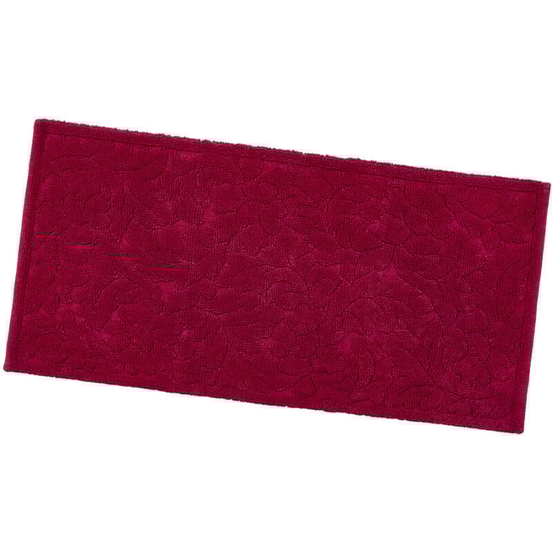 Tapis de Bain Doux Coton Antidérapant Absorbant Couleur Unie Bordeaux - 53x110 cm