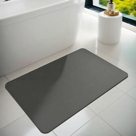 Tapis de bain en caoutchouc, antidérapant, fin, absorbant, à séchage rapide, résistant aux taches, pour sol de salle de bain, baignoire et douche - Usage intérieur et extérieur
