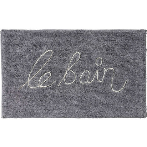 Tapis de bain en coton fantaisie gris 50x80cm
