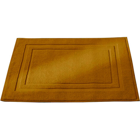 Tapis de bain en coton peigné Jaune Ocre 50x90 cm