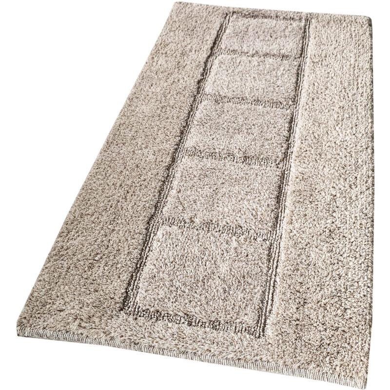 Tapis De Bain En Coton Shaggy 55x90 Cm Tapis De Chevet Doux Absorbant Antidérapant - Beige
