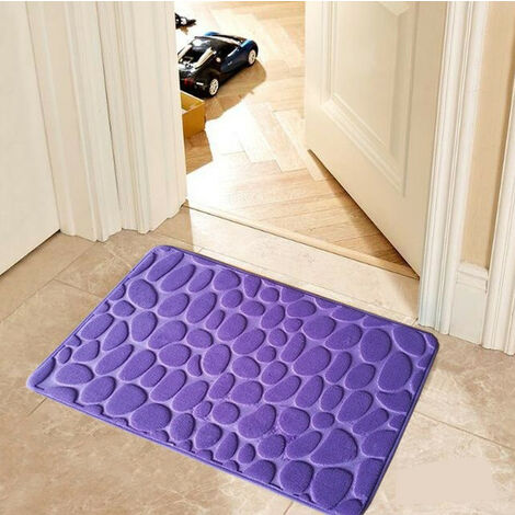 Tapis de bain en diamant gaufré antidérapant, paillasson de salle de bain, de lavabo, latéral de baignoire, de salle de douche, en mousse à mémoire de forme,50x80cm,Purple