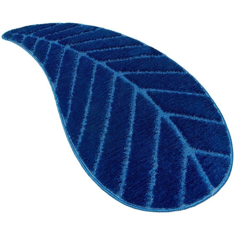 Emmevi Mv S.p.a. - Tapis de Bain en Forme de Feuille Antiderapant Absorbant Duveteux Chambre Douche - Bleu