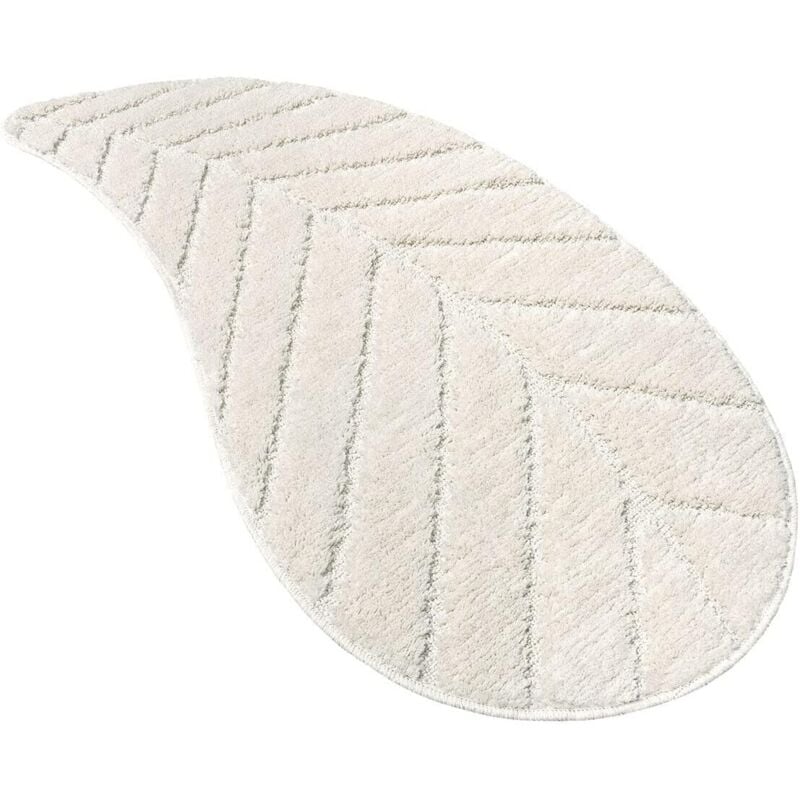 Emmevi Mv S.p.a. - Tapis de Bain en Forme de Feuille Antiderapant Absorbant Duveteux Chambre Douche - Crème