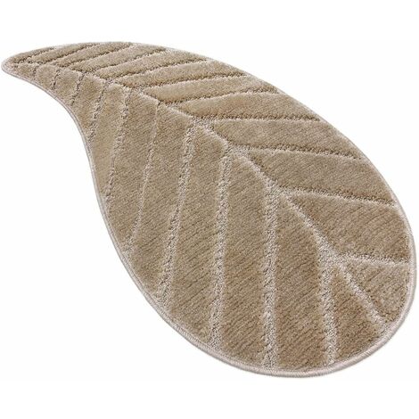 Tapis de Bain en Forme de Feuille Antiderapant Absorbant Duveteux Chambre Douche - Marron