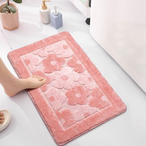 Tapis de bain en forme de fleur, tapis de sol en microfibre épaissie mignonne avec fleurs de cerisier, tapis de salle de bain absorbant l'eau et antidérapant pour entrée, chambre, cuisine, salle de ba