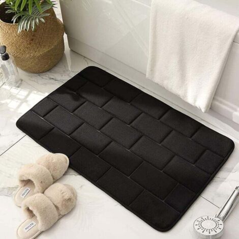 Tapis de bain en mousse à mémoire de forme antidérapant 31,5'' x 19,7'' tapis de salle de bain noir