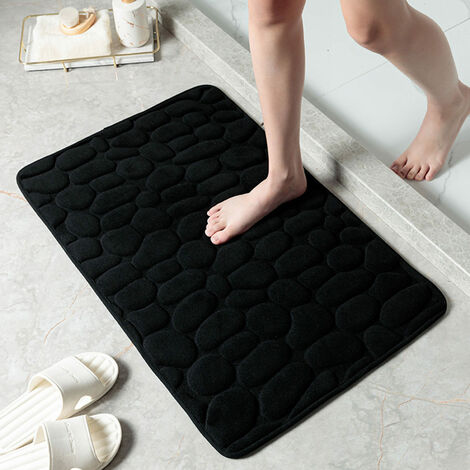 Tapis de bain en mousse à mémoire de forme confortable tapis de salle de bain pavé super absorbant l'eau tapis de salle de bain lavable en machine tapis antidérapant tapis en pierre douce en relief ép
