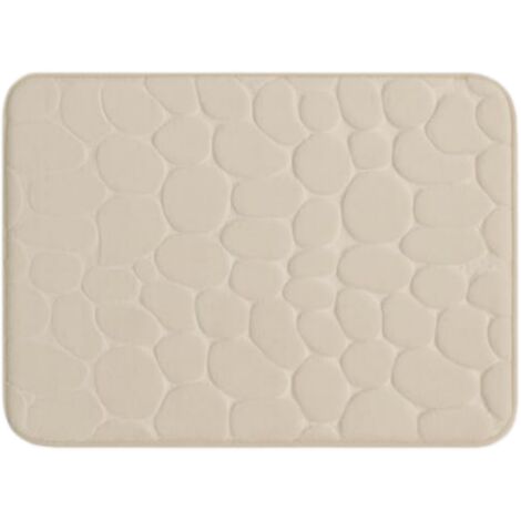Tapis de bain en mousse à mémoire de forme, extra doux et super absorbant, motif pavés, lavable en machine (40 x 60 cm, kaki)