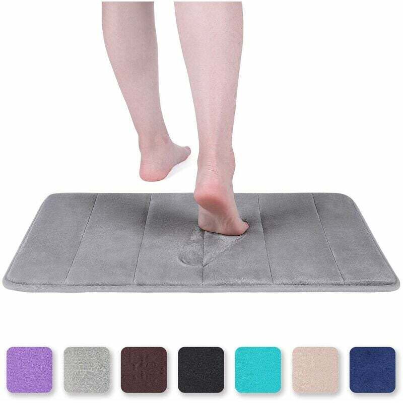 Tapis de bain en mousse à mémoire de forme Tapis de bain absorbant antidérapant Tapis de bain lavable - 40 x 60 cm, gris