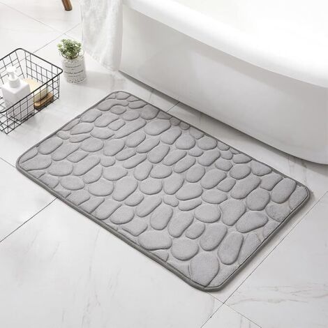 Tapis de bain en mousse à mémoire de forme Tapis de bain antidérapant Tapis de bain absorbant de haute qualité Lavable en machine (gris)