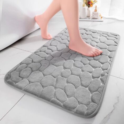 Tapis de Bain en Mousse à mémoire de Forme - Tapis de Douche Absorbant - Tapis de Bain décoratif - Tapis antidérapant pour Salle de Bain et Salon - 40 x 60 cm - Gris Clair