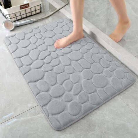 Tapis de bain en mousse à mémoire de forme – Tapis de douche absorbant – Tapis de bain – Tapis décoratif – Antidérapant – pour salle de bain et salon – 40 x 60 cm – Gris clair, mousse à mémoire de for