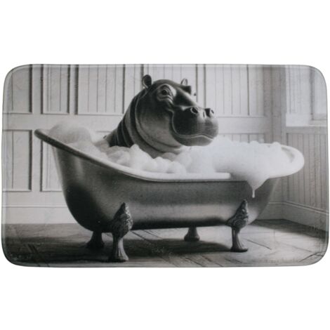 Tapis de bain en polyester Animal 45 x 75 cm Hippo