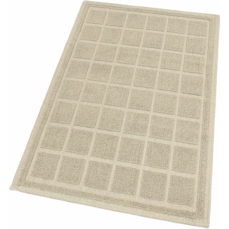 Emmevi Mv S.p.a. - Tapis de Bain en Pur Coton Tapis de Chambre Elégant et Luxueux Antidérapant Texture 3D Beige - 50x80 cm